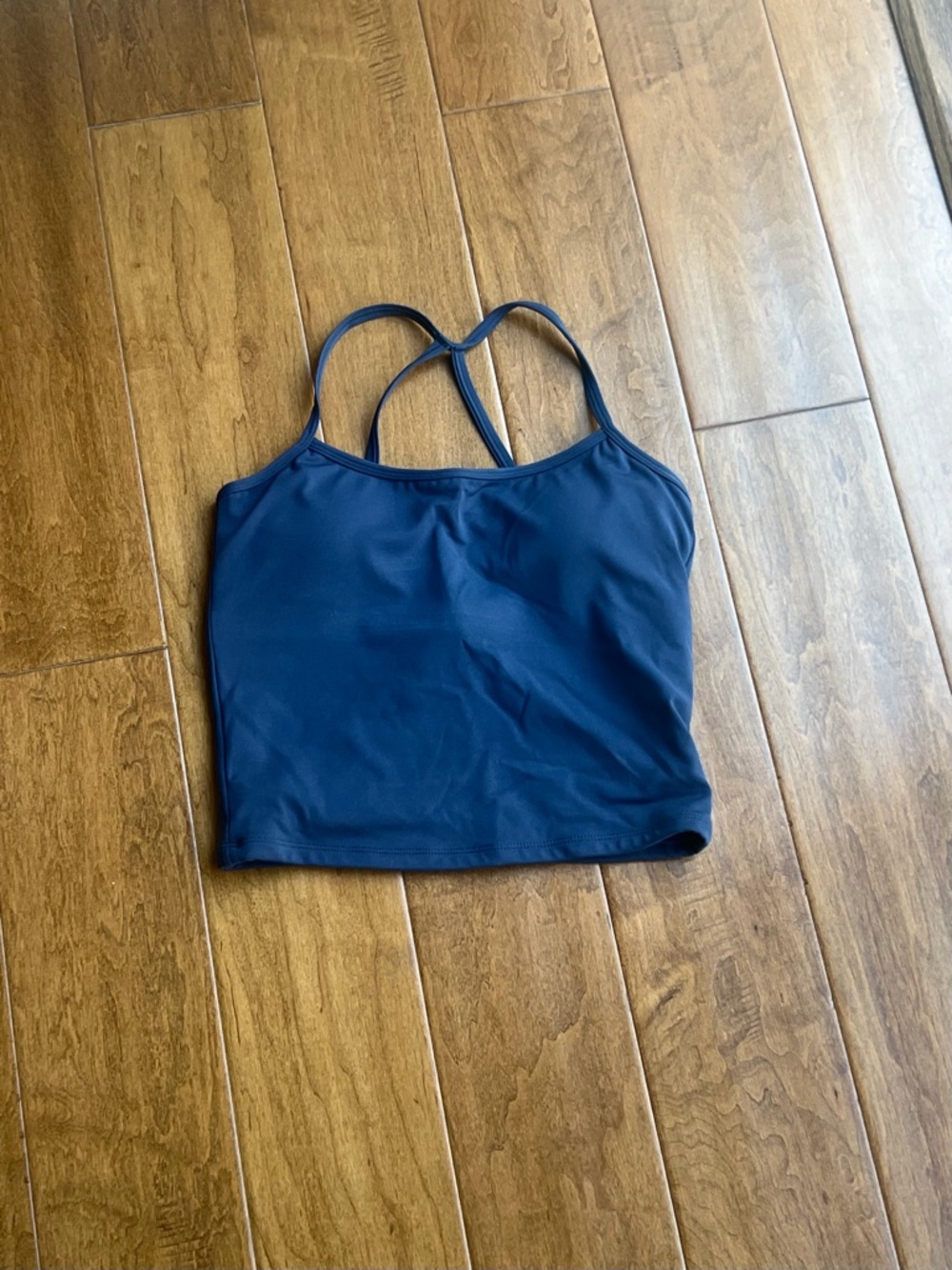 Navy Strappy Crop Yoga Top - Women